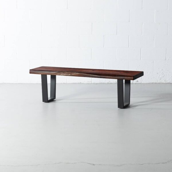 Acacia Live Edge Wood Bench with Black U-shaped Legs/Honey Walnut Acacia Live Edge Wood Bench with Black U-shaped Legs/Honey Walnut